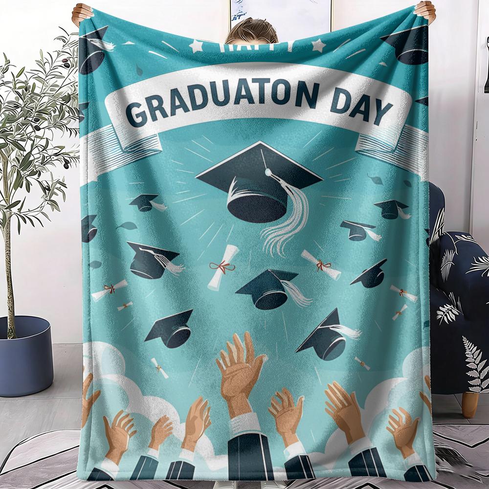 Graduation season Throw Soft Flannel AC Blanket Lightweight Summer Nap Throw Cozy Blanket for Sofa Bed Travel Home