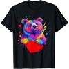 Bear Shirt - Colorful Grizzly Bear Heart Graphic T-Shirt