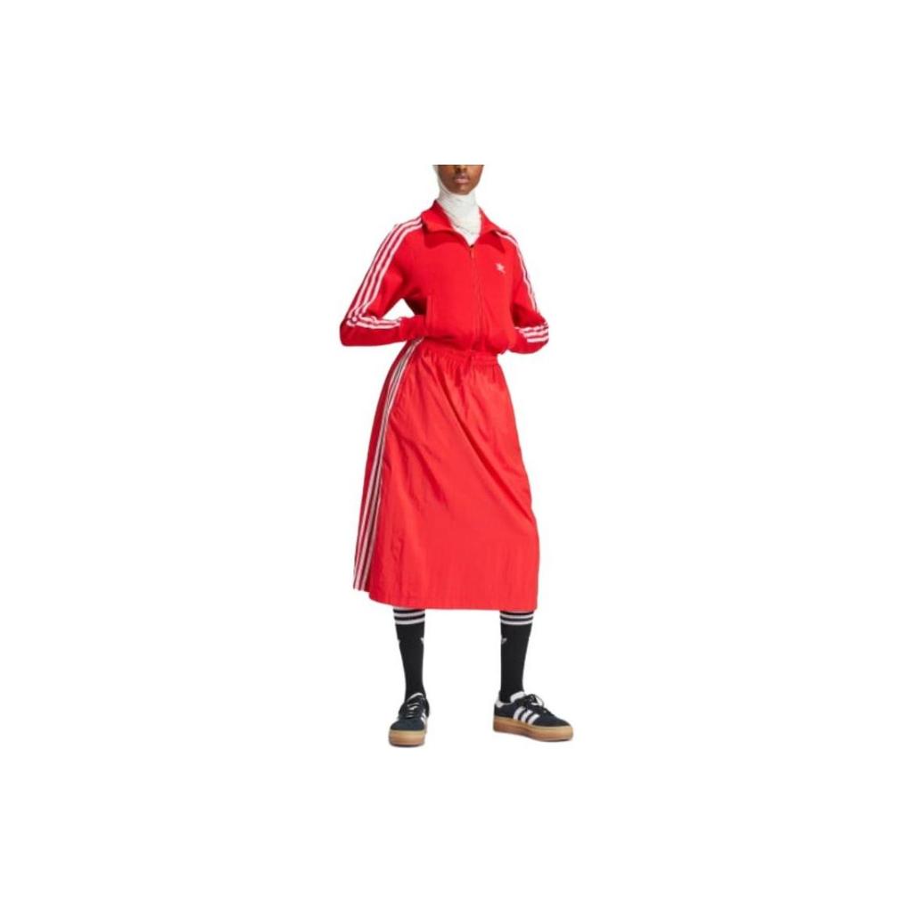 adidas Женская трикотажная куртка Originals Adicolor с 3 полосками и полной молнией, для повседневной носки, красная IY7277