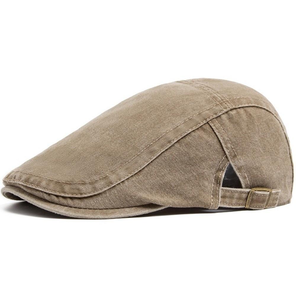 Casual Cotton Washed Denim Newsboy Caps British Style Solid Color Peaked Cap Adjustable Forward Hat Flat Cap Spring