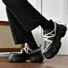 Мужская обувь Толстая подошва Увеличение роста Осень Повседневный Комфорт Нескользящая Уличная Шнуровка Платформа Корейские Кроссовки из ПУ кожи 2025