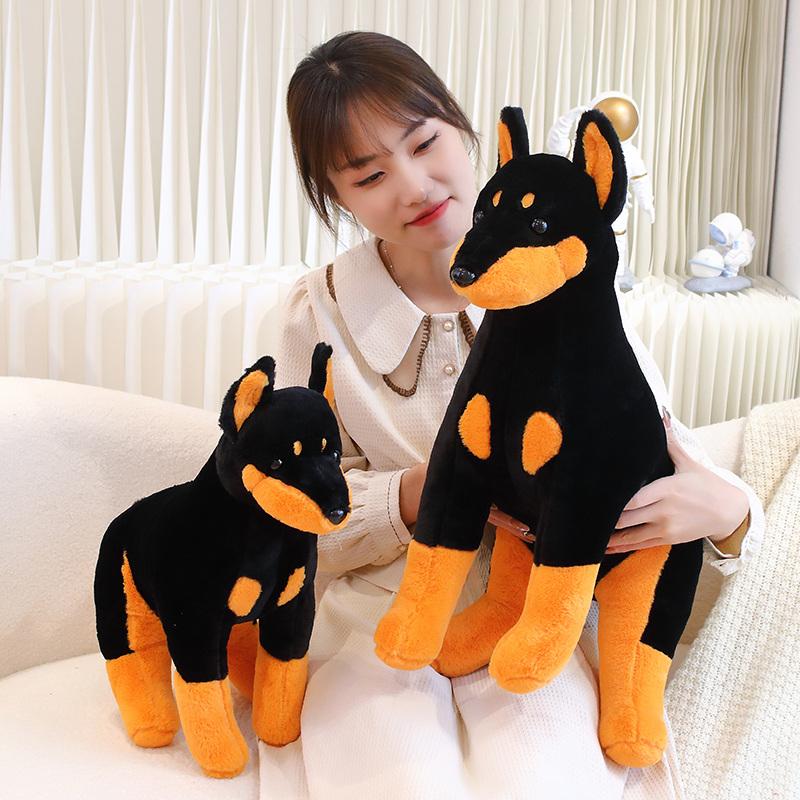High Quality Simulation Dog Plush Toy Stuffed Lifelike Doberman Puppy Doll Home Decor Cartoon Kids Boy Girl Birthday Gift