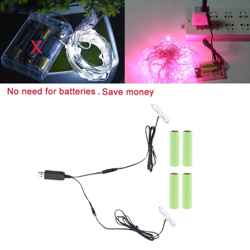 110 см 2 в 1 AA Battery -Eliminator USB Powered for Зубная щетка Игрушка Фонарик Часы Рация Рождественская Лента Светильник