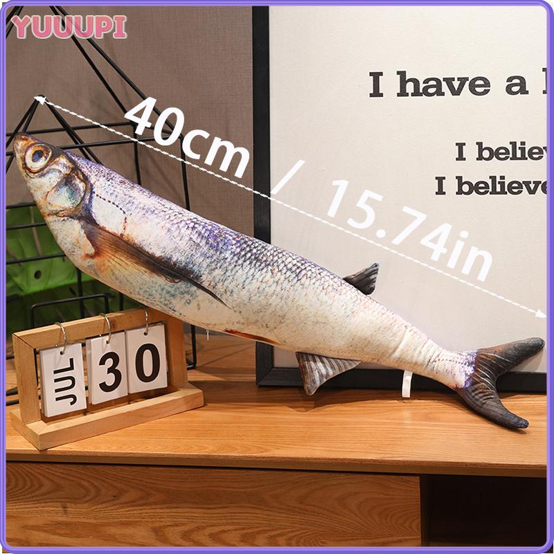 40cm Simulation Fish Plush Toy Stuffed Animal Piranha Perch Cat Toy Parent-child Interactive Game Cute Sofa Pillow for Kids Gift