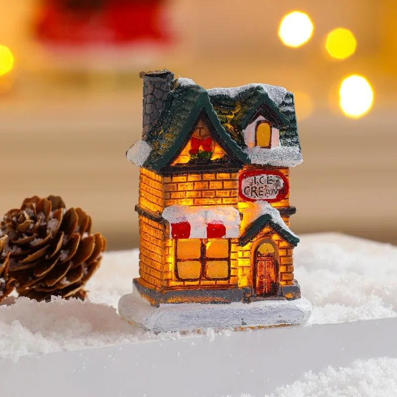 Christmas Village Bell Tower Figurine with LED Lights, Resin Xmas Holiday Sculpture Decoration and Gift