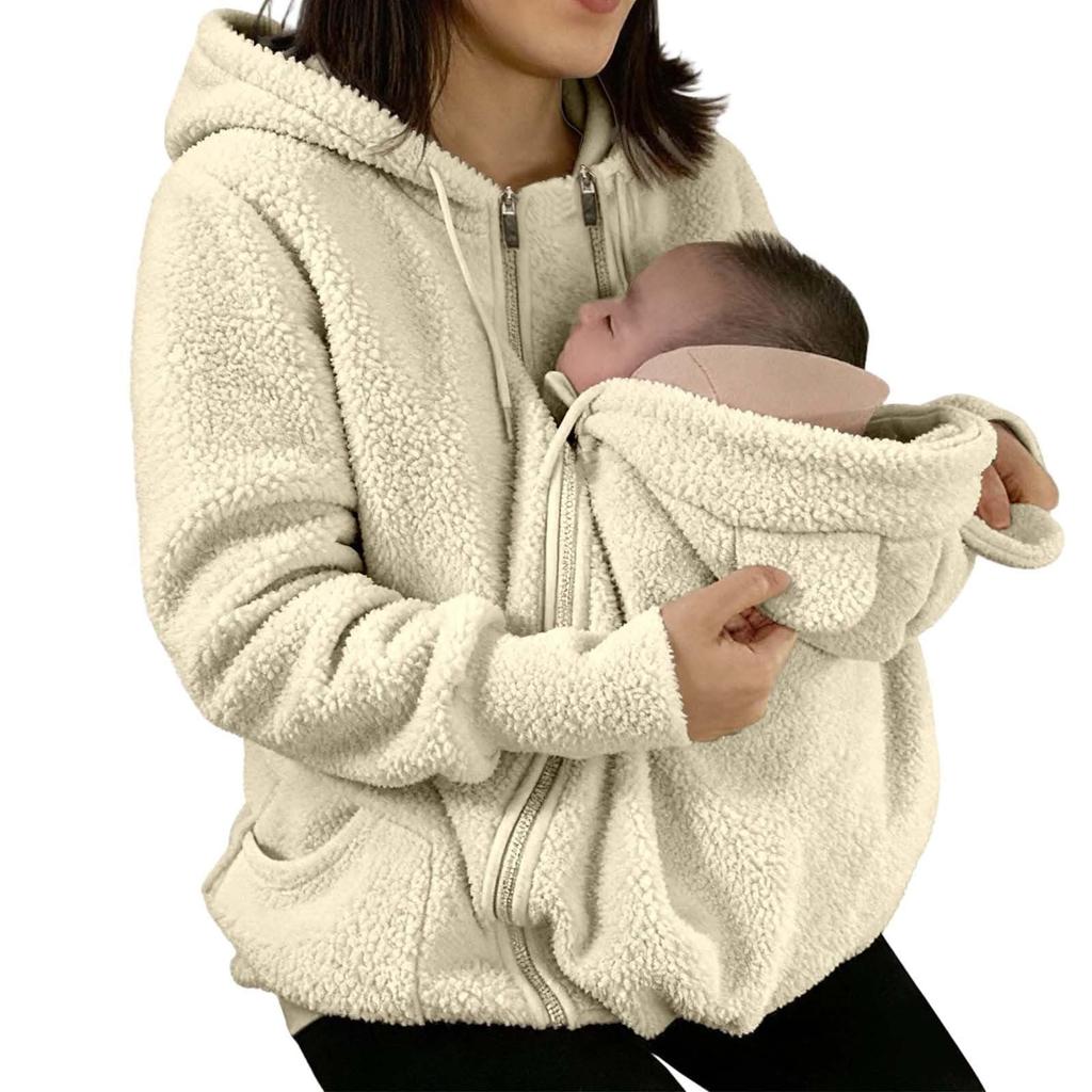 Женское зимнее теплое флисовое пальто для беременных на молнии, куртка для ношения ребенка, одежда для беременности