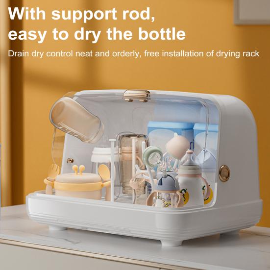 Baby Bottle Drying Rack with Cover 360-Degree Sealing Kitchen Cabinet Organizer Bottle