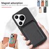 Split Wallet Card Slot Magnetic For Magsafe Phone Case For Huawei Pura 80 Ultra Carbon Leather Fiber Protective Cover For HUAWEI Pura 70 Pro Plus Case