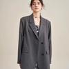 Серый профессиональный женский пиджак Весна Осень Свободный крой Дизайнерский блейзер Высококачественный материал
