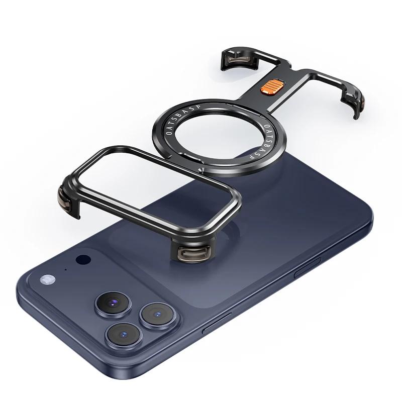 Металлический чехол Oatsbasf для iPhone 17 Pro Max/17 Pro с магнитной подставкой, вращающейся на 360°, алюминиевая металлическая безрамочная крышка Magsafe