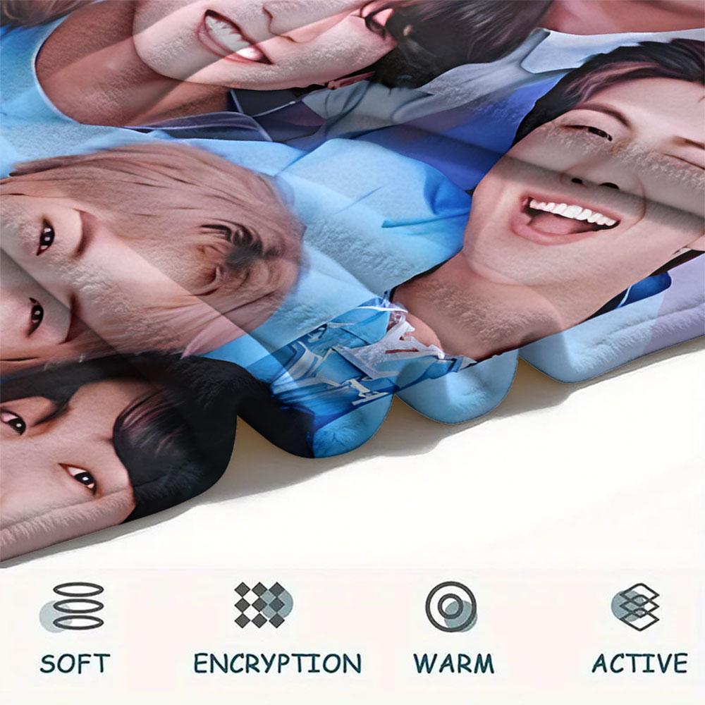 Фланелевое одеяло с принтом K-POP BTS для спальни, дивана, кемпинга. Теплое одеяло. Подарки для семьи и друзей - MJ013