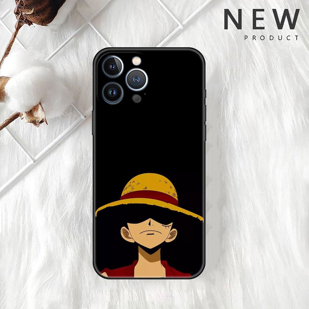 Case For Apple iPhone 11 13 14 12 Pro 7 Plus XR X XS Max 6 6S 13Pro Max Black Silicone Phone Funda Anime One- Piece