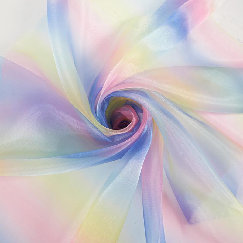 Блестящая градиентная органза, прозрачная вуаль, блестящая марлевая ткань, цветная тюль, сетчатая ткань, свадебное платье, швейные принадлежности