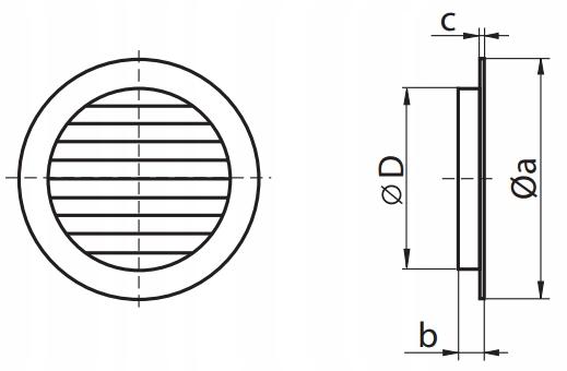 Diagonal Round Grille 125mm with Mesh, White