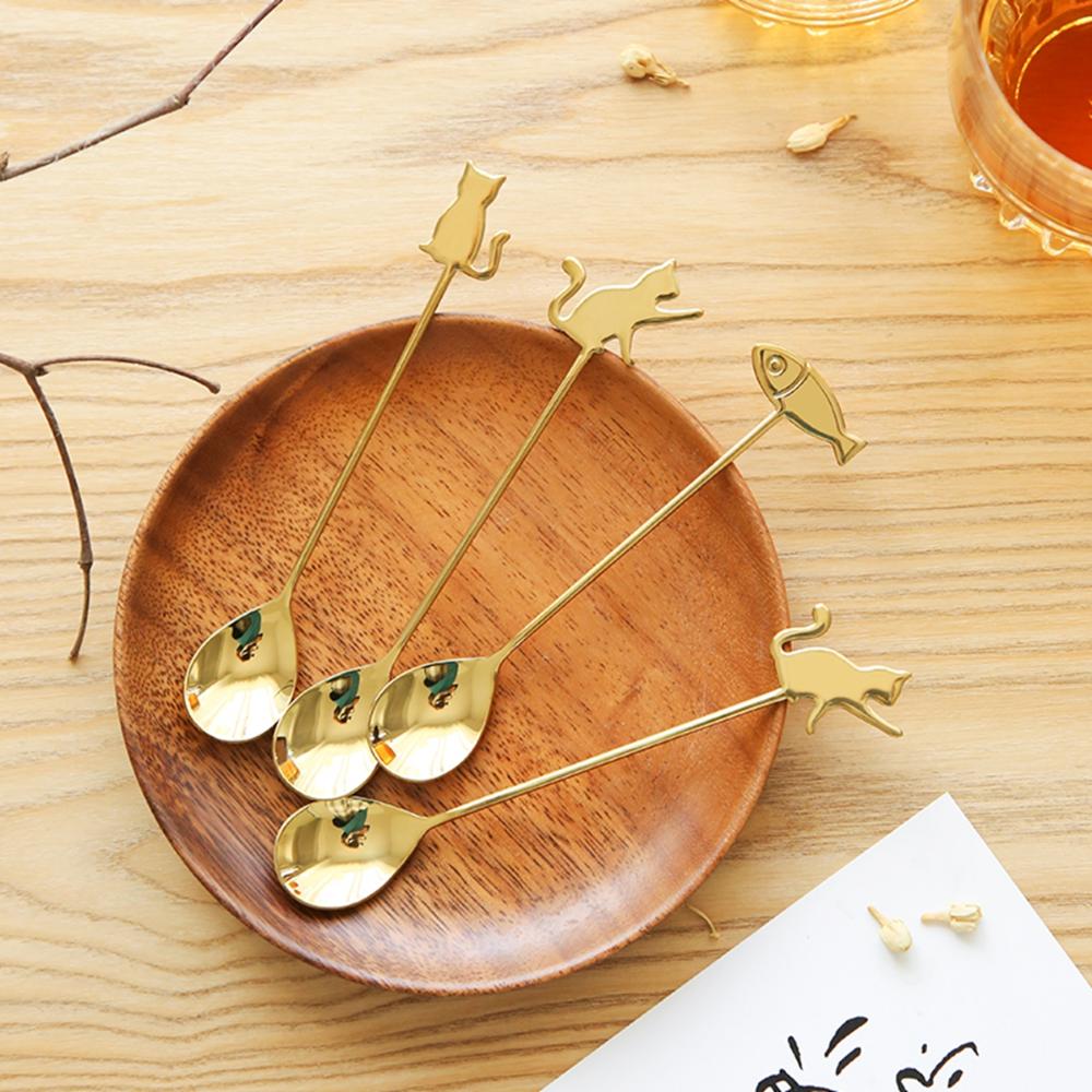 Cute Stainless Steel Mixing Home Drinking Stirring Tool Teaspoon Milk Spoon Coffee Accessories