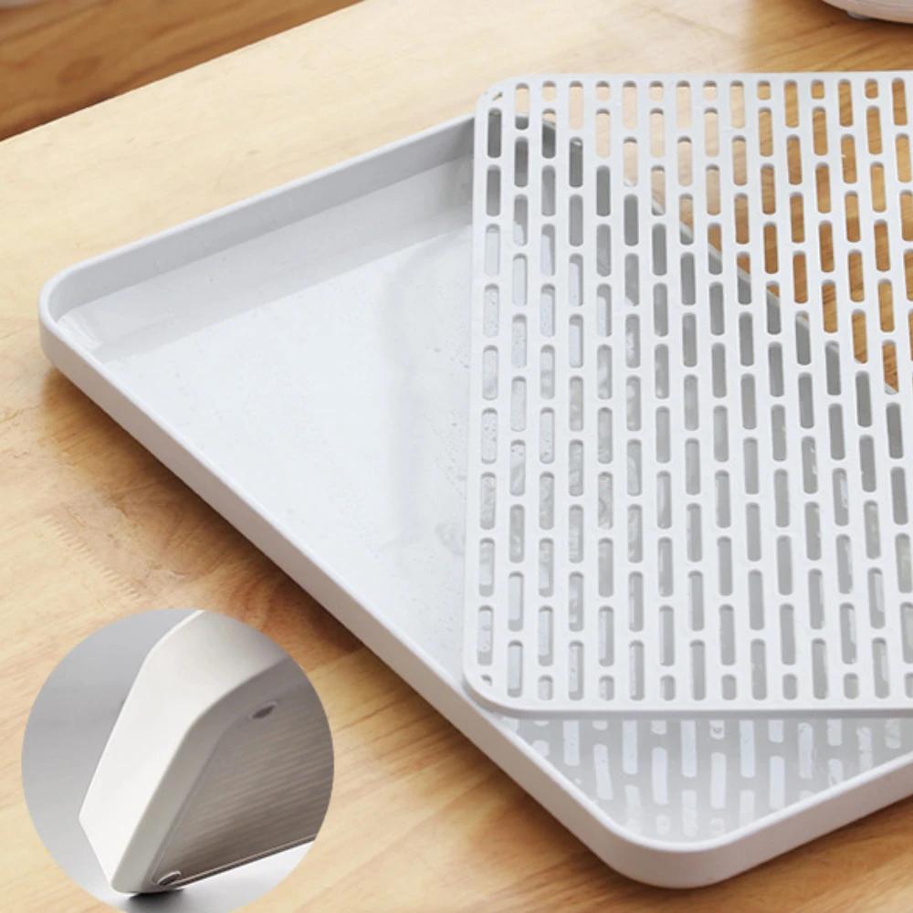 Двухслойные подносы для чая, многоцелевые подносы для дома и гостиной, прямоугольные подносы для фруктов, органайзеры для кухонных принадлежностей, пластиковые поддоны для слива