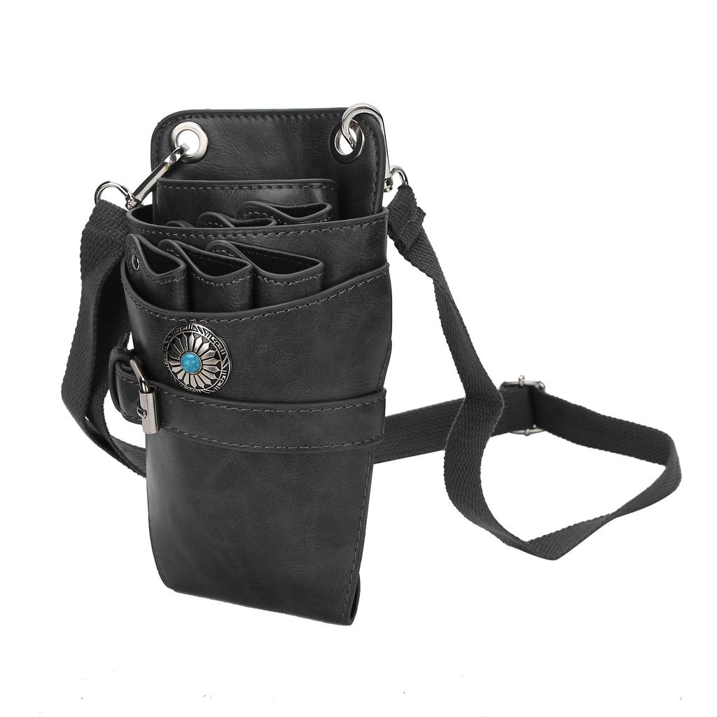 Hair Scissors Shear Bag Professional Retro Soft Hairdressing Toolbag Pouch Barber Cases Black