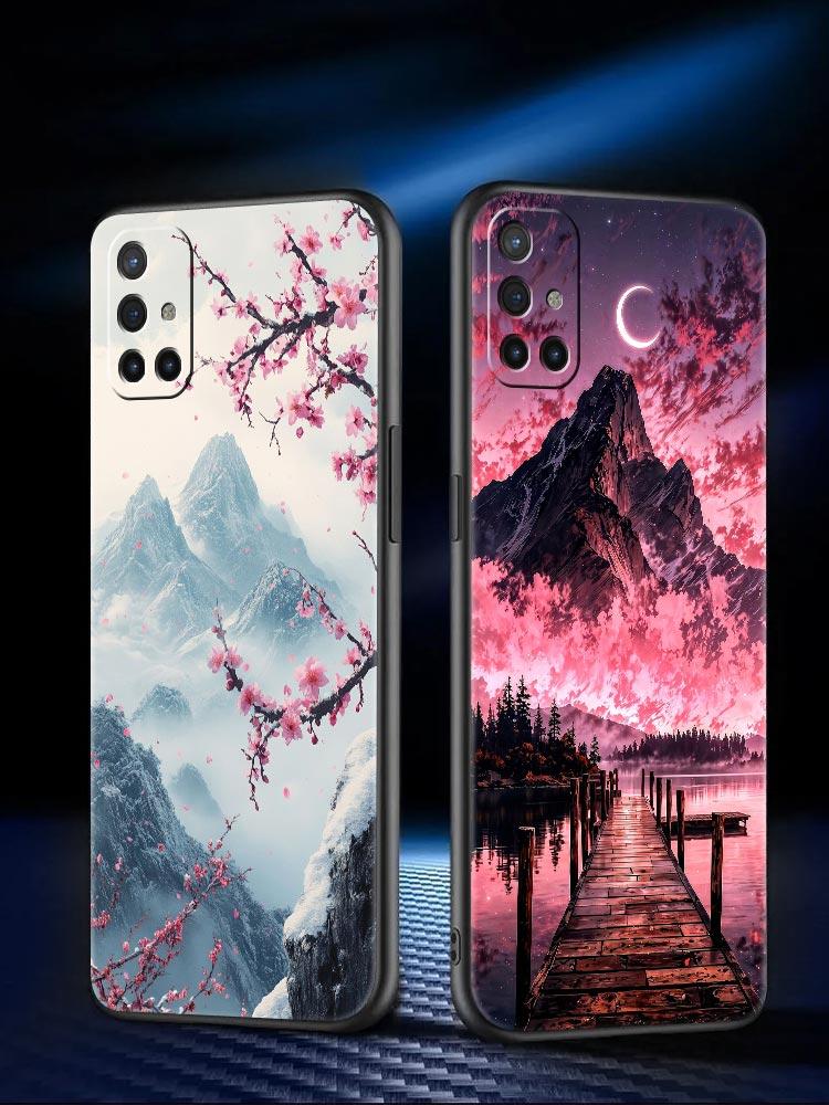 Phone Case For Oneplus 13R 13 12 10T 11 R10 Nord N100 N200 N10 9 9R CE 2 3 Z Pro Lite 5G Soft TPU Cover Pink Sunset Mountain Bag