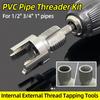 PVC Pipe Threader Kit Electric Drill Compatible Pipes Thread Cutting 1/2" 3/4" 1" Internal External Thread Tapping Power Tools