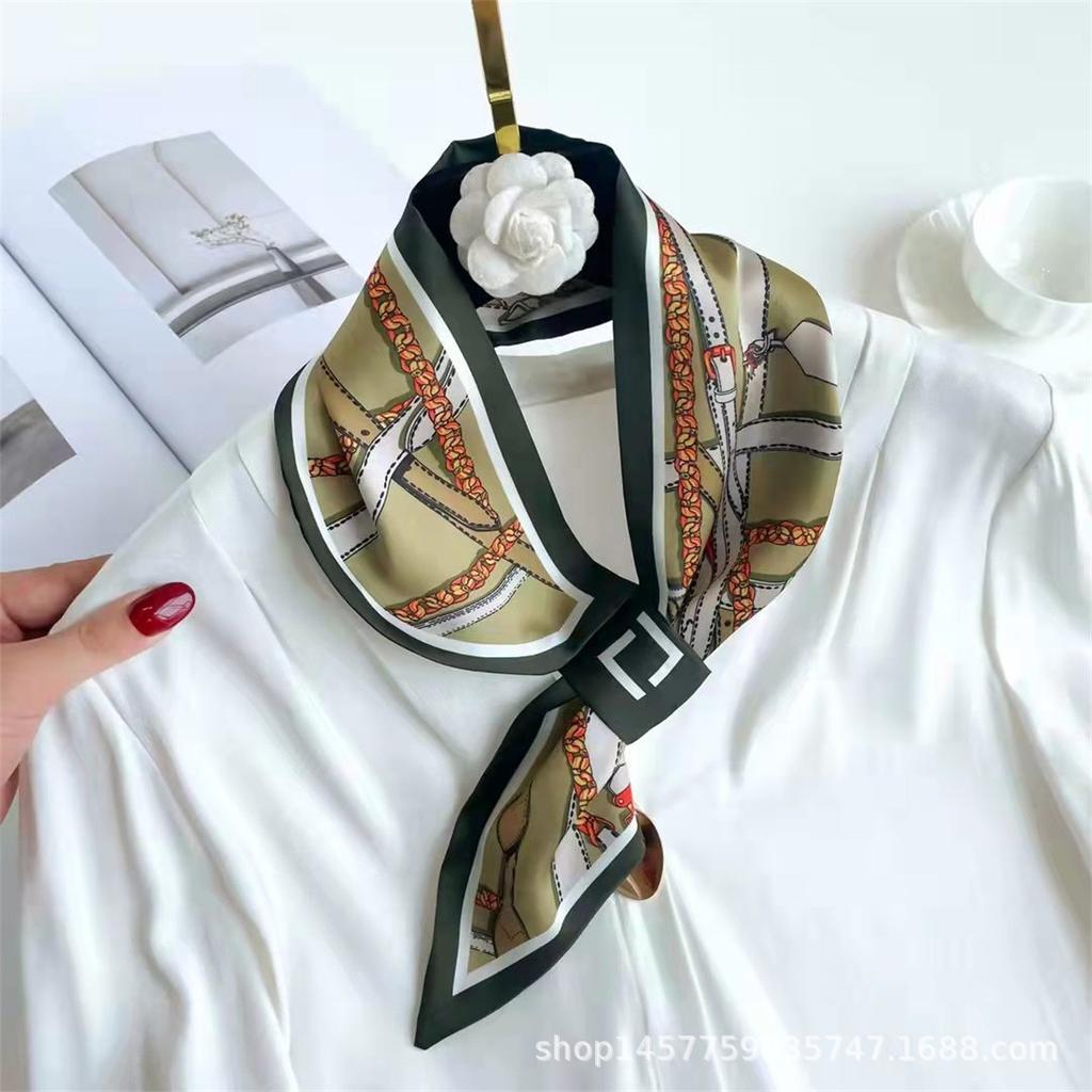 Silk Scarf Small Long Square Scarf Women'S High-End Neck Protection Scarf Professional Matching Shirt Scarf