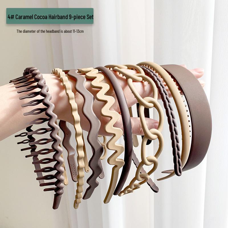 Женский нескользящий обруч для волос цвета молочного кофе: Универсальная повязка на голову и зажим для фиксации в дороге