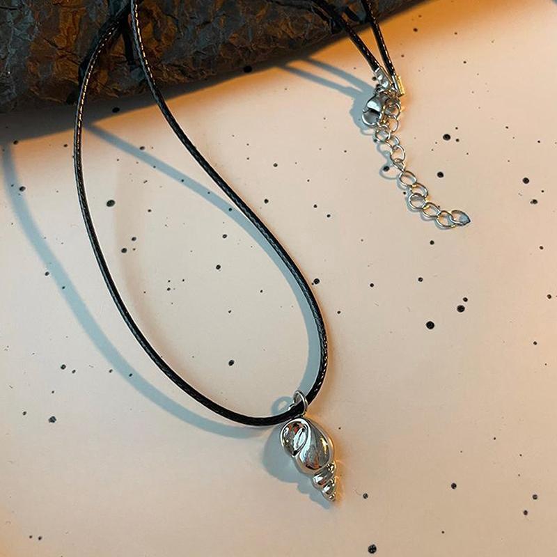Ретро черная веревка сердце ракушка кулон ожерелье для женщин звезда ключица цепочка ожерелье модные аксессуары подарок