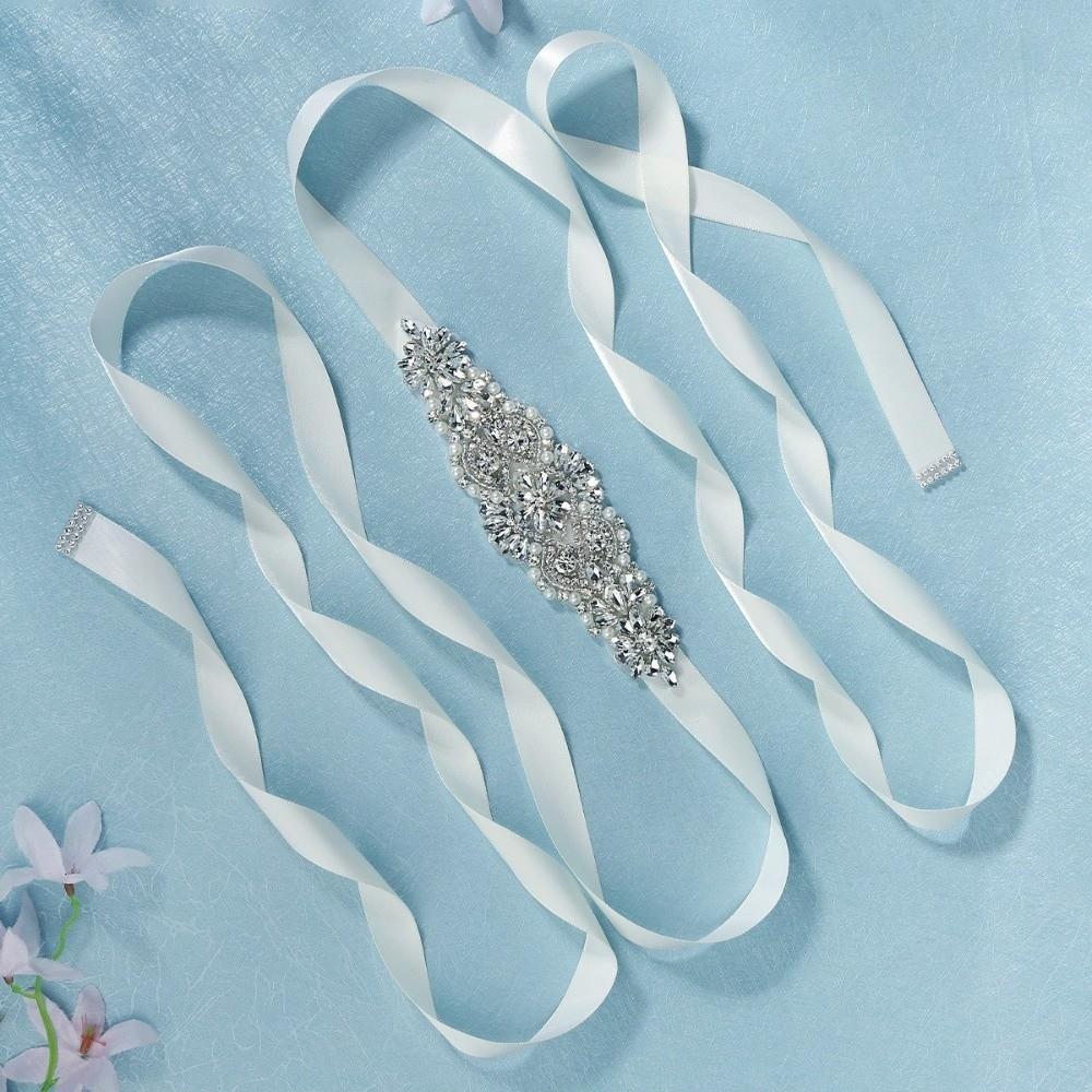 Ribbon Wedding Belt Silver Bridal Sashes Fashion Bridal Belt  Wedding