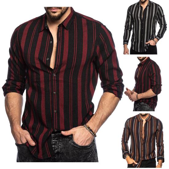 Мужская рубашка в полоску соответствующего цвета с отложным воротником, однобортный кардиган, приталенный тонкий, мягкий, дышащий, уличная одежда с длинными рукавами, мужской топ