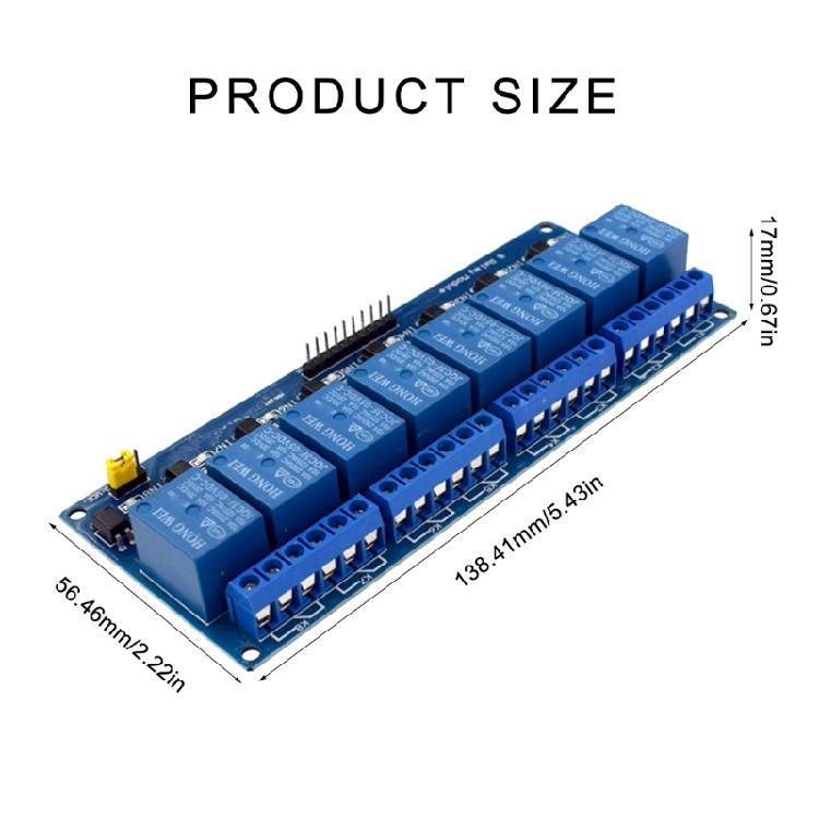 5V/12V/24V 8-Channel Relays Module with Optocoupler Contact Independent Wiring for Safe and Reliable Circuit Control