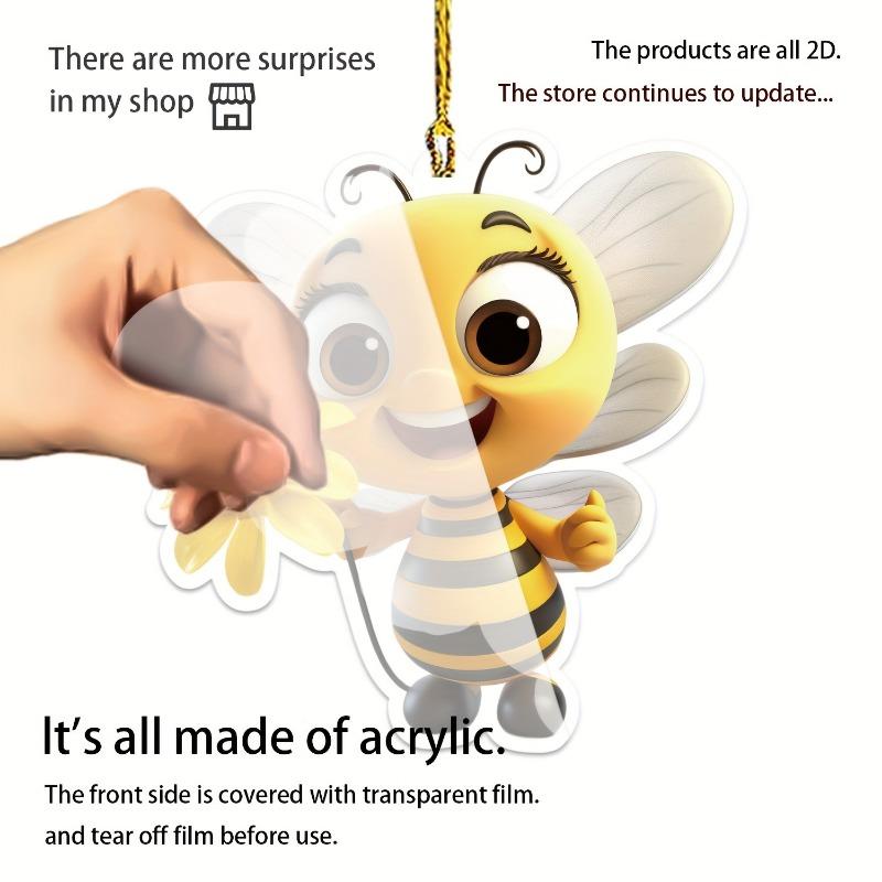 Комплект из 1 предмета: подвеска из плоского акрила Cute Bee 2D, декоративная подвеска на зеркало заднего вида автомобиля, аксессуары для сумки и брелока