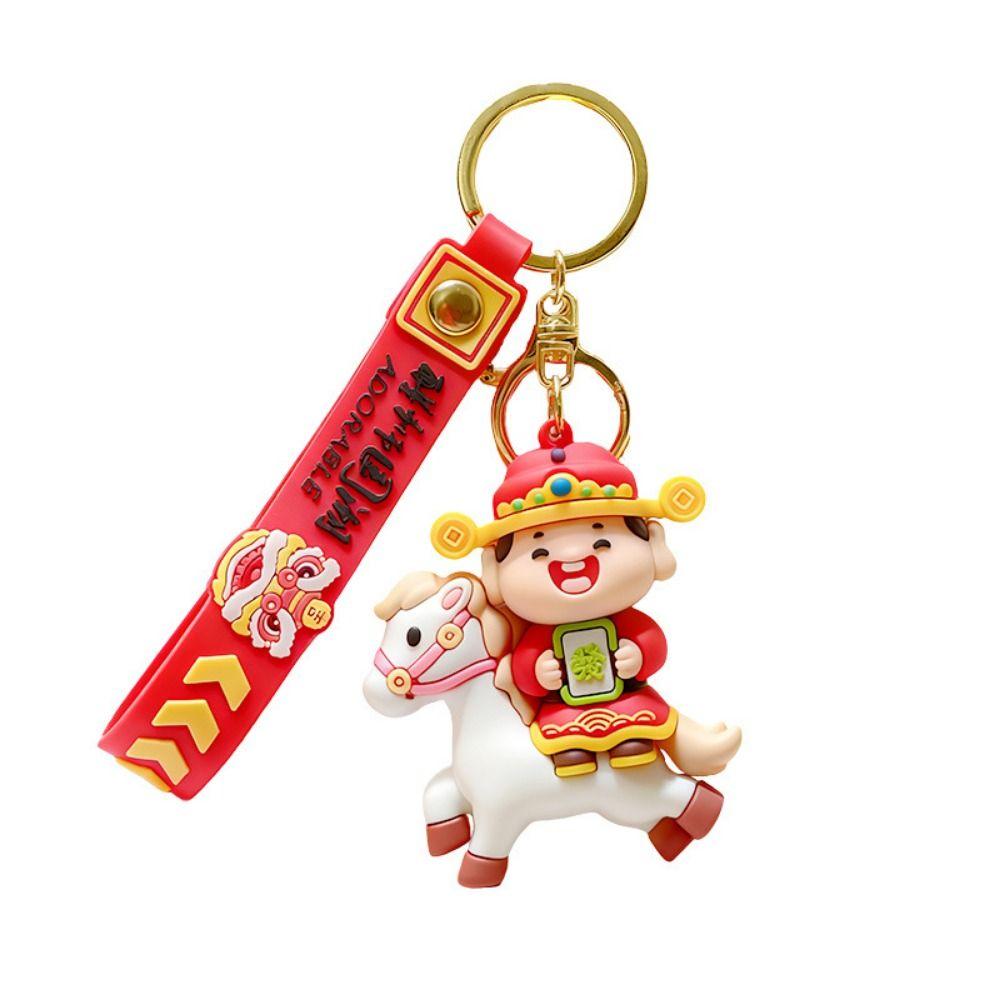 Cute Horse Year Keychain Chinese Style New Year Keyring Hanging Accessories