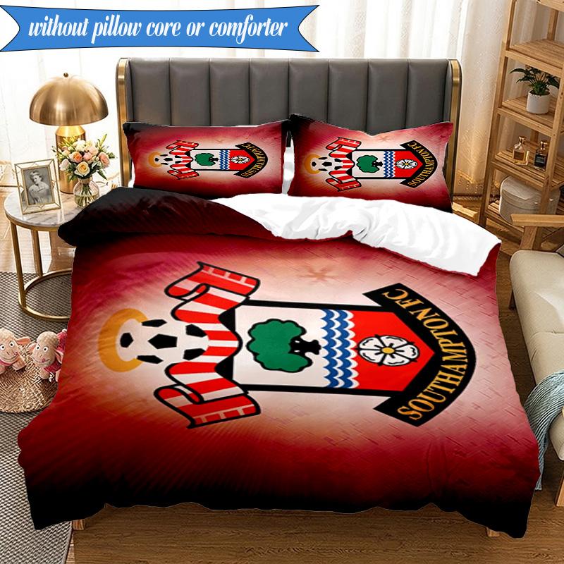 3PCS Fc Crest Design Printed Soft Bedding Set,Including 1pc Duvet Cover And 2pcs Pillowcases Perfect for Bedroom, Dormitory, Fan gift