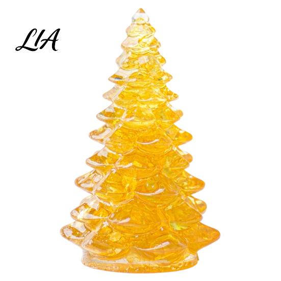 Holiday Desktop Decoration Resin Christmas Tree Figurine, Crystal Ornament, Home Accents Miniature for Office, Gift Modern Art