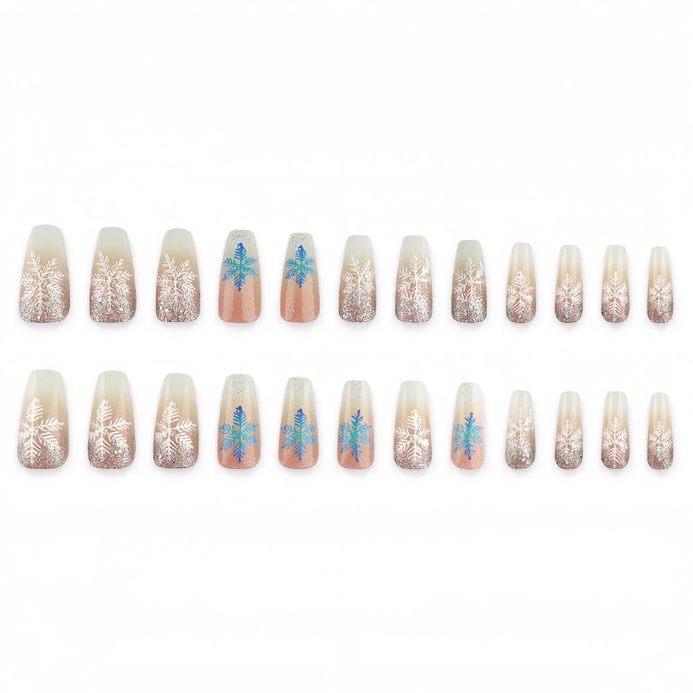 Christmas Wearable Manicure Nail Art Patch Ballet Shape Gradient Snowflake Fake Nails Christmas Wearable Nails
