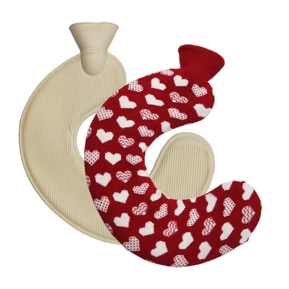 Household Leak-proof U-shaped Hot Water Bag Water-injectable Thickened Hot Water Bottle With Knitted Cover Hand Warmer Shoulder