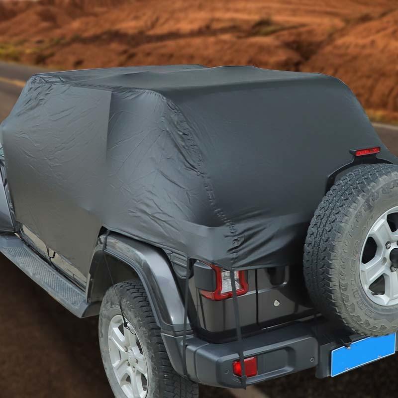 Водонепроницаемый всепогодный солнцезащитный козырек для лобового стекла, кожаный автомобильный чехол, подходит для Jeep Wrangler JL, 4-дверная версия 2018-2023, внешние аксессуары