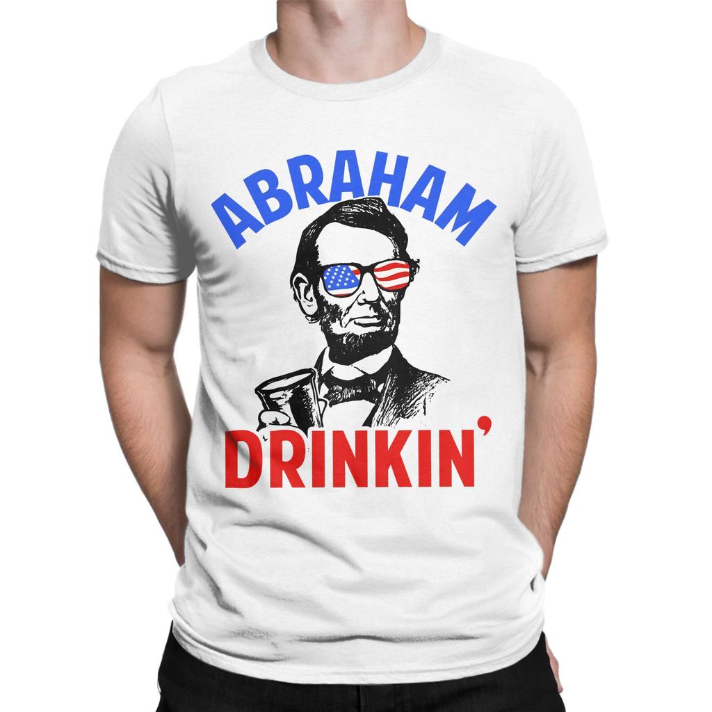 Хлопковая футболка с графическим принтом Abraham Drinkin 100% Хлопок Топы Abraham Tees для унисекс
