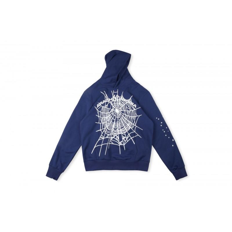Mens Hooded Sweatshirt Set Spider Web Letter Print Streetwear Teens Youth Casual
