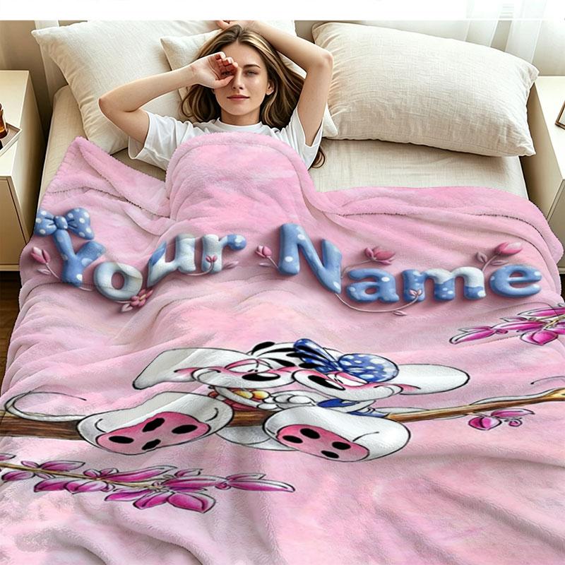 1PC Diddl Custom Name Patterned Flannel Blanket Suitable For All Seasons for Home Decor Warmth and Comfort Gifts Holiday Present
