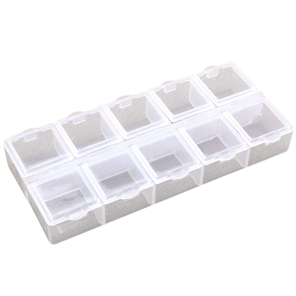 Double Row Jewelry Storage Box 10 Grid Medicine Storage Case Container Pill Box Holder