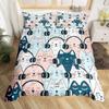 Kawaii Cat Duvet Cover Single Queen for Boys Girls Cute Kitten Pet Bedding SetMicrofiber Blue Comforter Cover with 2 Pillowcase