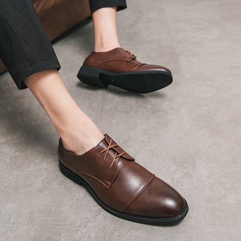 Мужские туфли-дерби из черной кожи, коричневые деловые туфли для офиса, смокинга, свадебные блейзеры, туфли-седла, большие размеры