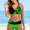 Women's Swimwear Bikini 2 Piece Swimsuit Backless Halter Beach Wear Half Sided Flower Print Bathing Suits