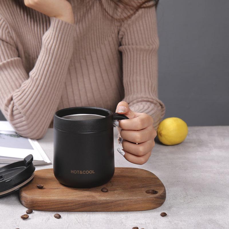 Кружка для кофе из нержавеющей стали с двойными стенками и ручкой для мужчин и женщин