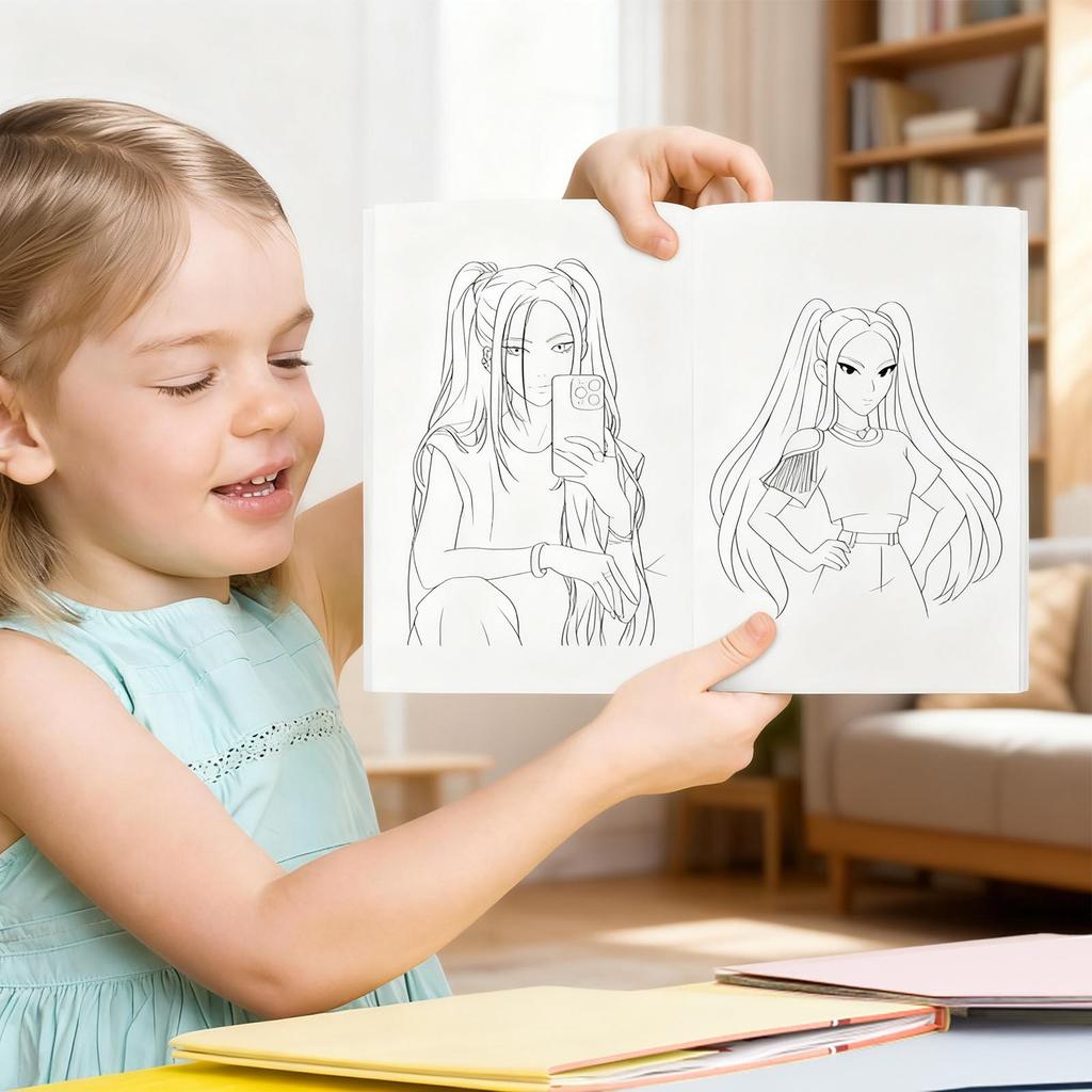 Sketchbook, Children's Cartoon Line, Coloring Book,  Control Drawing Book, Kindergarten Drawing Book