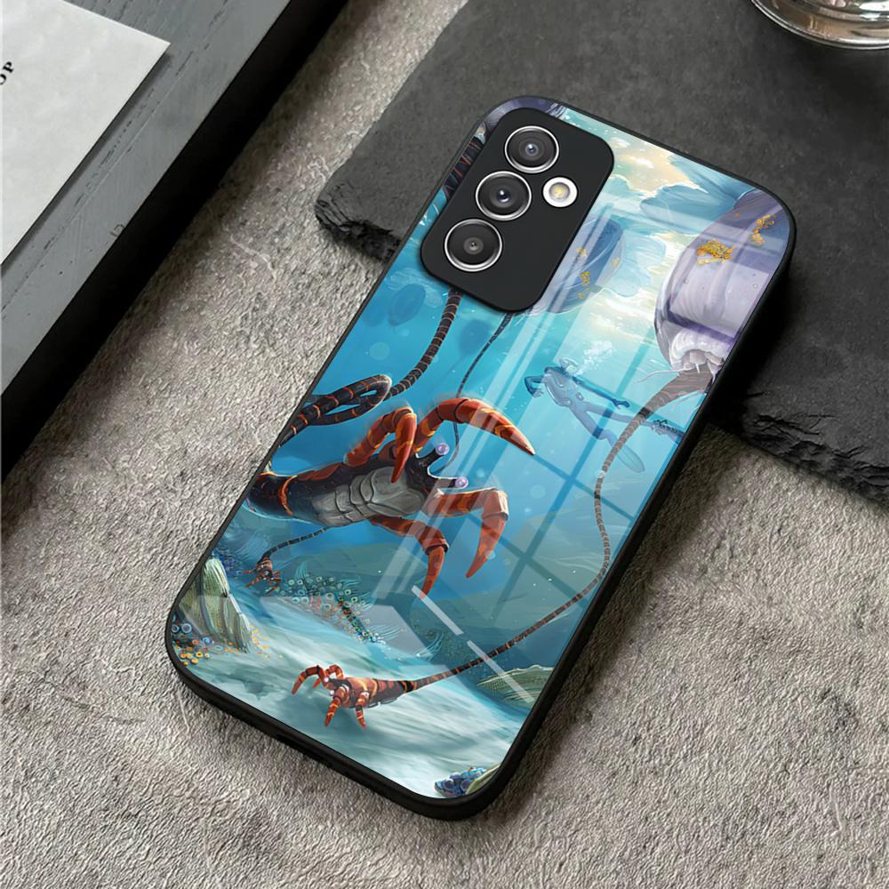 Чехол для телефона Subnautica для S25 Ultra Samsung S26 S23 S24 Plus S22 S20 S21 Fe A54 A34 A53 A16 Стеклянная крышка