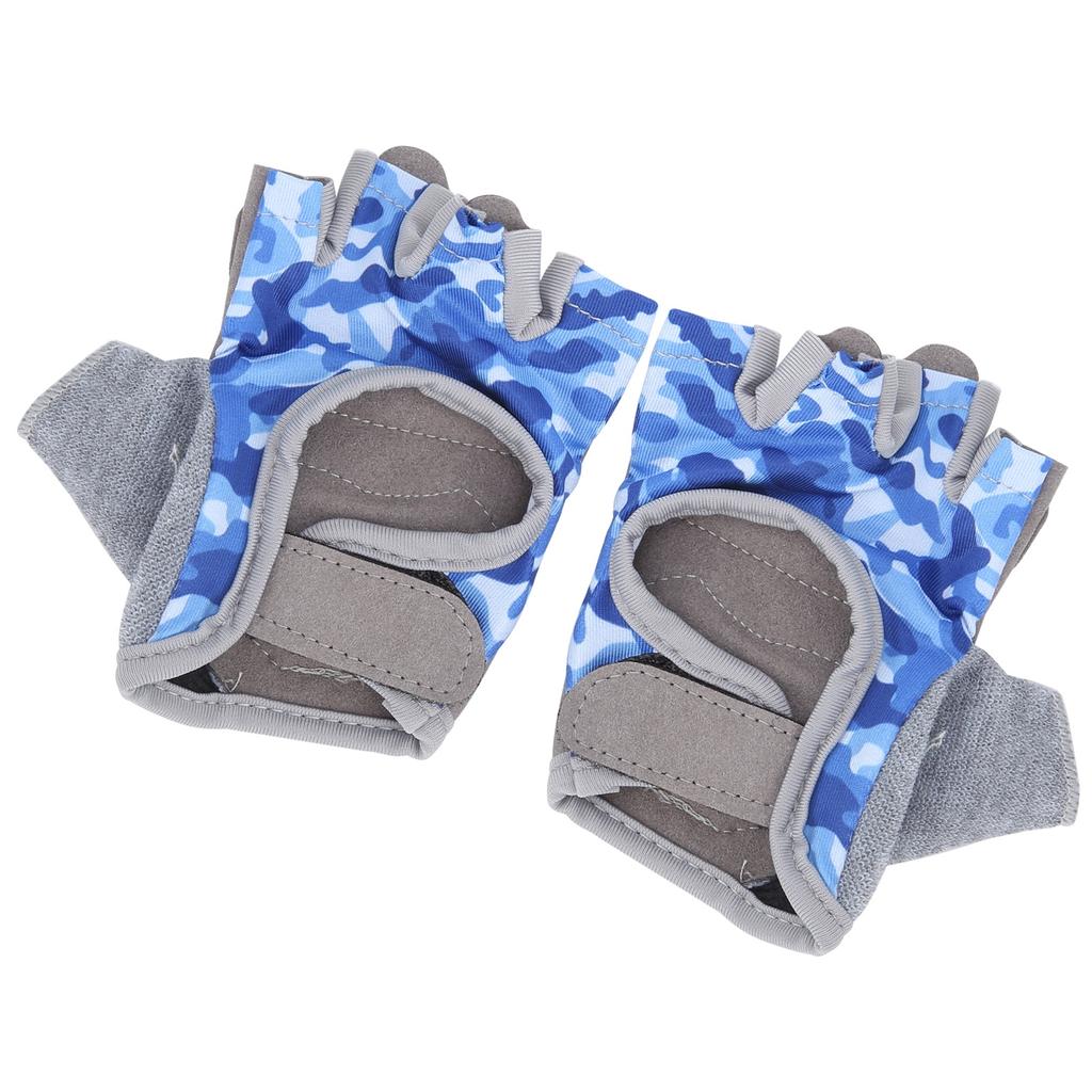 Нескользящие Синие Велосипедные Детские Перчатки с Открытыми Пальцами Фитнес Езда Защитное Снаряжение(XXS )