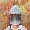 Grey Barbuta Medieval Knight Armor Steel  for LARP, Cosplay  Halloween Costume  Warrior Helmet.