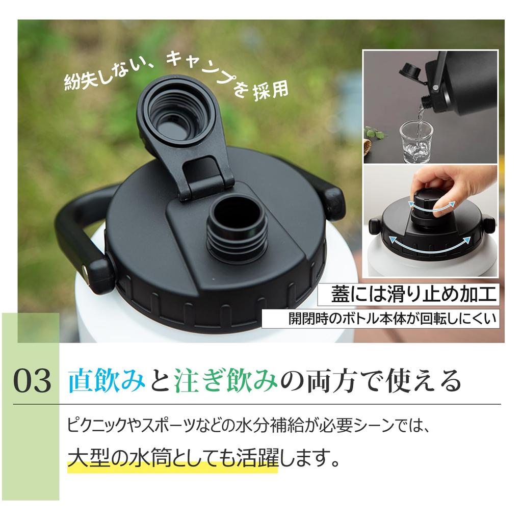 Контейнер для льда большой емкости с прямой подачей воды с вакуумным двойным льдом BPA, легко и широко совместимый с черным кувшином для улицы, бутылка объемом 3,8 л, для питья, ручка,