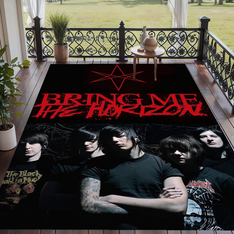 Crystal Velvet Rug with Bring Me the Horizon Design, Soft Non-Slip Floor Mat for Living Room Bedroom Decor